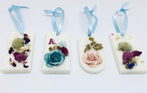 Natural Dried Flower & Paper Floral Soy Wax Tablet / Hanging Decor/ Ornament